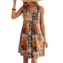 Vibrant Patchwork Linen Dress for Women