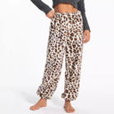 Leopard Print Fleece Lounge Pants for Women