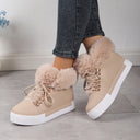 Women's Cozy Fuzzy Sneakers with Stylish Lacing
