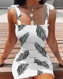 Floral Lace-Trimmed Women's Short Dress