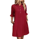 Women's Short Sleeve Shirt Dress with Pocket Style