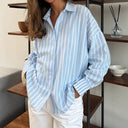 Striped Cotton Blouse for Women - Relaxed Fit