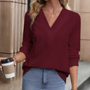 Chic Women's Long Sleeve V-Neck Blouse