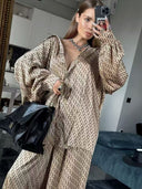 Stylish Women's Blouse Set with Geometric Design