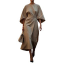 Chic Maxi Dress with Puff Sleeves and Fitted Belt