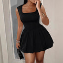 Chic Women's Flared Cocktail Dress with Square Neckline