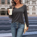 Chic Long Sleeve Blouse with Lace Trim