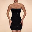 Figure-Flattering Strapless Sequin Cocktail Dress