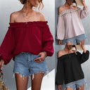 Off-Shoulder Ruffle Women’s Blouse for Stylish Elegance