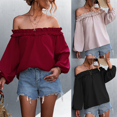 Off-Shoulder Ruffle Women’s Blouse for Stylish Elegance