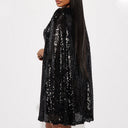 Women's Sequin Dress with Cape Design for Festive Occasions