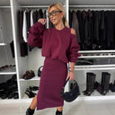 Women's Asymmetrical Hem Sweat Dress with Airy Sleeves