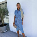 Chic Women's Wrap Shirt Dress with Tie