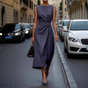 Chic Maxi Dress with Waist Belt and Flowing Design