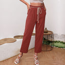 Trendy Women's Fabric Pants with Elastic Waist