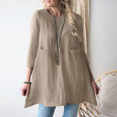 Chic Women's Tunic Dress with Pockets & 3/4 Sleeves