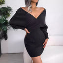 Chic V-Neck Knitted Mini Dress for Women