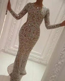 Glamorous Wedding Dress with Sequins and Long Sleeves