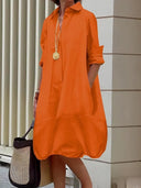 Chic Women's Shirt Dress with Wide Hem