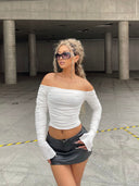 Chic Long-Sleeve Blouse with Refined Ruffle Accents