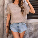 Textured Women's T-Shirt with Drop-Shoulder Sleeves