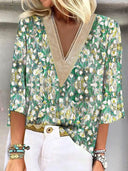Chic Women's V-Neck Lace Blouse