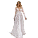 Lace-Embellished V-Neck Women's Wedding Dress