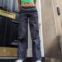 Chic Women's Wide-Cut Cargo Pants with Side Pockets