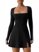 Chic Deep Neckline Mini Dress for Women