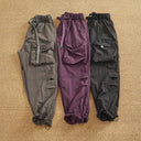 Women's Cargo Pants with Elastic Waist and Multi-Pocket Design