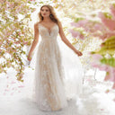 Floral Tulle Evening Dress with Sheer Overlay