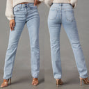 Chic Women's High-Waist Jeans with Frayed Hem