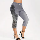 Floral Print Women's Leggings with Elastic Waist