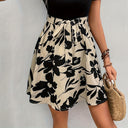Floral A-Line Skirt with Tie Belt