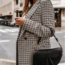 Checked Pattern Double-Breasted Blazer for Women