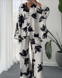 Floral Print Women's Blouse Ensemble