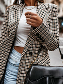 Classic Houndstooth Oversized Blazer for Women