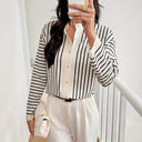 Women's Stylish Striped Blouse with Chic Button Placket