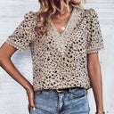 V-Neck Women's Blouse with Lace Accents