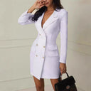 Chic Women's Double-Breasted Dress with Decorative Buttons