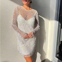 Sequined Long Sleeve Evening Dress for Women