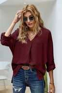 V-Neck Women's Blouse with Long Sleeves
