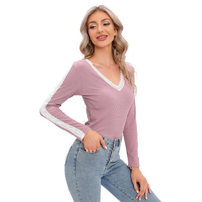 Ladies Long Sleeve Lace-Back Bodysuit