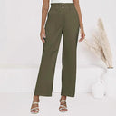 Chic Wide-Leg Pants with Elastic Waist and Button Accents