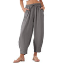 Stylish Women's Leisure Pants with Elastic Waist and Side Pockets