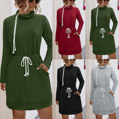 Stylish Women's Dress with Adjustable Drawstring and Handy Pockets