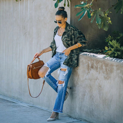 Stylish Distressed Women's Denim Jeans