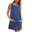 Jersey Dress with Pockets and Round Neck for Women