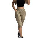 Women's Cargo Jogging Pants with Elastic Waist and Pocket Design