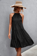 Chic High Neck Summer Dress with Flowing Skirt